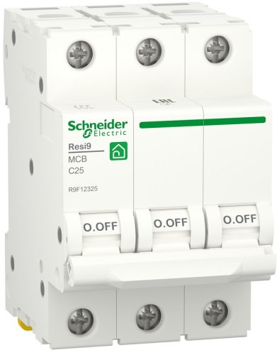 Выключатель автоматический Schneider Electric Resi9 3п 25A C 6кА  картинка
